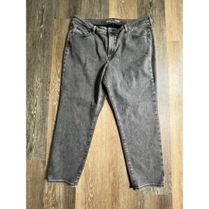 Old Navy OG Straight Jeans Women 18 Gray High Rise Cozy Lined Acid Wash Denim